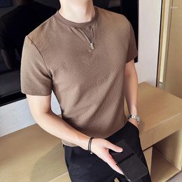 Men's T Shirts Quality Summer Thin Short Sleeve For Men Clothing 2023 Fashion Zipper Design Slim Fit Casual Elastic Tee Shirt Homme