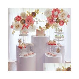 Party Decoration Party Decoration 5Pcs/Setmirror Gold/White Mental Wedding Plinth Pillar Stand Babyshow Birthday Yudao456 Drop Deliver Dh0Je