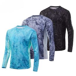 Men's T-Shirts FEIYUE Men's Sun Protection T-shirts Camouflage UPF 50+ Long Sleeve Quick Dry Breathable Hiking Go Fishing shirt UV-Proof TopsL2312.21