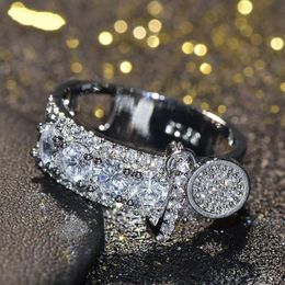 Whole- Infinity Brand New 2019 Luxury Jewelry 925 Sterling Silver White Clear Topaz CZ Diamond Key Ring Women Wedding Vintage 275U