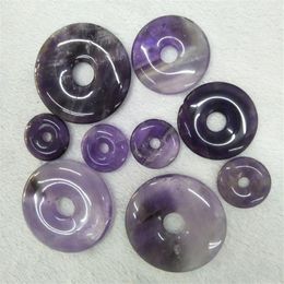 10pcs lot 20mm 30mm 40mm Natural Amethyst Stone Beads Donuts Shape Loose Beads For Jewellery Making Ring Circle Beads Pendants279H