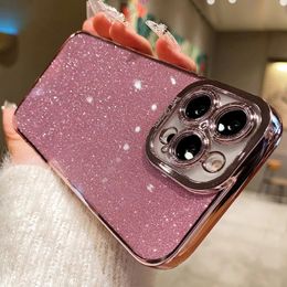 Luxury square Galvanised sparkling silicone phone case suitable for iPhone 15 14 13 12 11 Pro Max Mini X XR XS 7 8 Plus SE shock-absorbing cover 231221