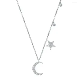 Chains Karloch S925 Sterling Silver Star Moon Diamond Inlaid Fashionable And High-end Design For Women's Collarbone Chain