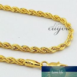 New Fashion Jewelry 4mm Mens Womens 18K Yellow Gold Filled Necklace Rope ed Chain Gold Jewellery DJN86 Factory expert d268Q