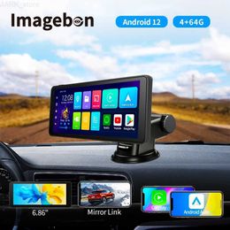 Car DVRs 6.86 Inch 8 Core Android 12 Dash Cam Wireless CarPlay Android Auto Car DVR MP5 Bluetooth FM Mirror Link Review Mirror CameraL2312.14