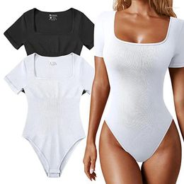 Women's Shapers Seamless Short Sleeve Bodysuit For Bodysuits Sexy Ribbed Spaghetti Strip Tops Shapewear