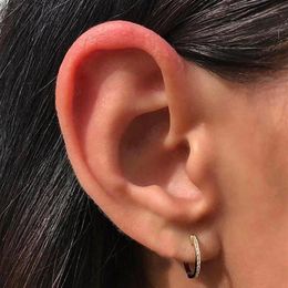 925 sterling Silver U-shaped Zircon hoop Earrings Fashion Women Girl Ear huggied Hoop Earring323F