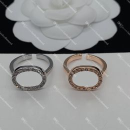 Women Opening Rings Interlocking Letter Band Rings Designer Diamond Ring Wedding Engagement Jewellery