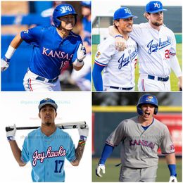 College Kansas Jayhawks baseball jersey Customized any name any number all stitched 1 Ty Wisdom Mike Koszewski Brady Blake Tyler Gerety Michael Brooks Cranford