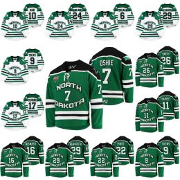 CUSTOM Hockey Jerseys 7 T. J. Oshie North Dakota Fighting Hawks College Hockey Jersey Shane Pinto Cole Smith Adam Scheel Gavin Hain Matt Kie