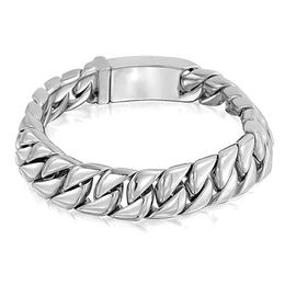 12mm Men Women Shiny Round Curb Cuban Link Chain Bracelet Punk Hiphop Cool 316L Stainless Steel Bike Biker Bracelet Bangle Mens Je327i