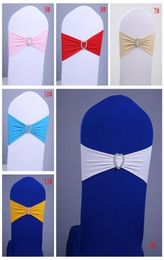 Spandex Elastic Wedding Chair Cover Sash Bands Wedding Birthday Party Elastic Chair Buckle Sash Decoration 17 Colours Available DBC7954200