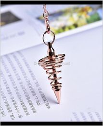 Pendants 1Pc Metal Amulet Spiral Cone Antique Copper Gold Sier Colored Clock For Pyramid Pendulum Aura Qyltsi Syiq7 J4Aeh6651057