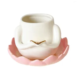 Mugs Novelty Ceramic Lotus Water Mug 13.5oz Cute Creative Cups Drinking Cup Unique For Bar Home Cafe Party Housewarming Gift