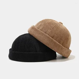 Berets Retro Cotton Hats Dome Brimless Cap Unisex Novelty Skullcap Trendy Color Elastic Panels Men Women Fashion Accessories