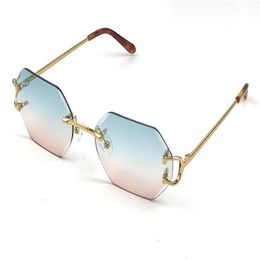 Sunglasses new retro Piccadilly irregular crystal cut lens eyewear 0118 frameless fashion avant-garde design uv400 light-colored d334B