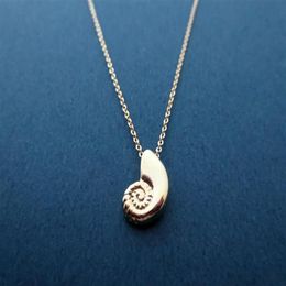 Cute 3D Seashell Necklace Conch Sea Shell Necklaces Ariel Voice Ocean Beach Spiral Swirl Sea Snail Pendant Jewelry280F