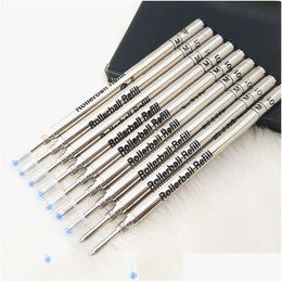 Refills Wholesale Sell - 10Pcs High Quality Black And Blue Gel Pen Refill Rollerball Refills Stainless Steel Thread School Writing Spe Dhyrq