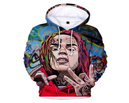 3D 6ix9ine Sweatshirt Singer Rapper Harajuku Men Women Hoodies Hooded Hip Sweat Funny Clothes S4XL8637722