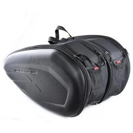 Motorcycle Bags Carbon Fiber Saddle Bag Travel Knight Lage Saddlebags Suitcase Motorbike Rear Seat with Waterproof Rain Cover