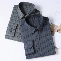 Men's Casual Shirts Spring Fall Long Sleeve Slim Fit Shirt Breathable Plaid Premium Quality Tops Fashion Simple All-Match Cosy Blouses