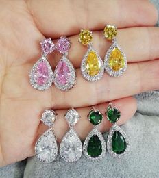 Charm Korean Earrings AAA water drop Zircon Earrings generous Ruili simple with multicolor2662740