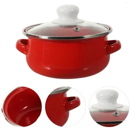 Double Boilers 3Pcs Kitchen Pot Multi-use Enamel Cooking Handles Soup Flat Bottom