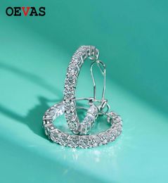 OEVAS Luxury 100 925 Sterling Silver Created Moissanite Gemstone Hoop Earrings Wedding Engagement Fine Jewellery Gift Whole 2109729294