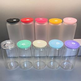 Replaceable Colourful lids for 16oz Sublimation Glass Jar Plastic Cover fits Glass Beer Mugs Drinking Glasses 0918208f