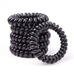 5cm Black Colour Telephone Wire Cord Hair Tie Girls Kids Elastic Hairband Ring Rope Bracelet Stretchy337c