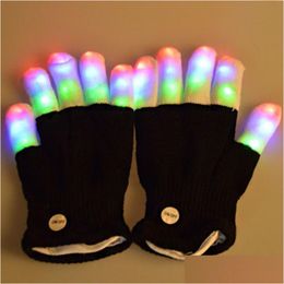 Outdoor Games Activities 7 Modes Colour Changing Flashinges Led Glove For Concert Party Halloween Christma Fingers Flashing Glowing Fin Dhmil