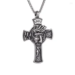 Pendant Necklaces Simple Fashion Stainless Steel Jesus Cross Necklace For Men Women Lucky Prayer Jewellery Gifts