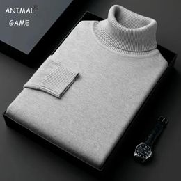 Sweatwear Mens Anti pilling High Quality Knitted Turtleneck Sweater Slim Fit Long Sleeve Pullover Solid Color Trend Men Clothing 231220