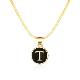 Pendant Necklaces Gold Colour A-Z 26 Letter Initial Necklace For Women Female Alphabet Copper Clavicle Chain Girls Party Gift Bijoux Choker