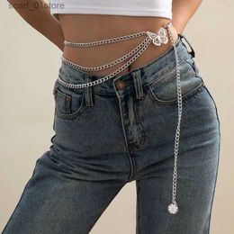 Waist Chain Belts Elegant Hollow Out Butterfly lti-Layer Chain Gold Silver Waist Chain Gift For Women Dress Accessories Sexy Belt Bo ChainL231221