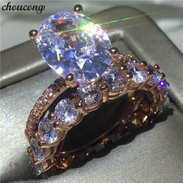 choucong Luxury Lovers Ring set 925 Sterling Silver Oval cut 3ct Diamond cz Party Wedding Band Rings For Wome men Jewellery Gift258L