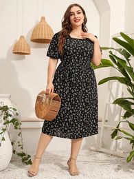 Dresses Plus Size For Women Clothing 2022 Summer Casual Square Collar flowers Dress Fashion Women's Sexy Elegant Maxi Dresses