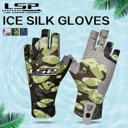 LSP Fishing Gloves Men Lightweight Half finger Sun Protection Double Sided Breathable Anti slip Outdoor Pesca 231221