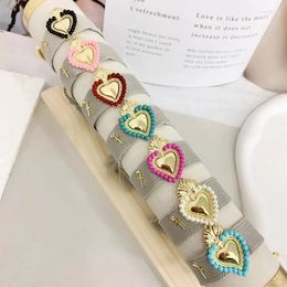 Charm Bracelets 5Pcs Fashion Cross 18k Gold Plated Hand-woven Bracelet Colourful Bead Heart Friendship Lovers Gift