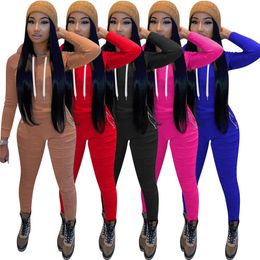 2024 Designer Tracksuits Women Jogger Suit Fall Winter Long Sleeve Hooded Hoodie and Pleated Pants Two Piece Set Casual Solid Outfits Wholesale Clothes 10459