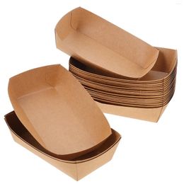 Disposable Dinnerware 100 Pcs Paper Tray Party Snack Container Car Fried Holder Kraft Containers