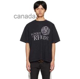 Banque De Rhude t Shirts Plus Size Unisex T-shirts Heavy Weight Big T-shirt Vintage Hip Hop Oversized Tee Women Men Short Sleeves Street Fashion Tops B8XB