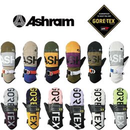 2324ashram Japanese Ski Gloves Men's and Women's Single Board Double Gtx Waterproof Warm Finger Hand Squeeze in Stock