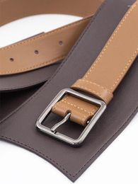 Belts Colour Blocking Art Brown Cowhide Waist Seal Genuine Leather Extended Knotted Wide Waistband Soft Cinching Dress Be