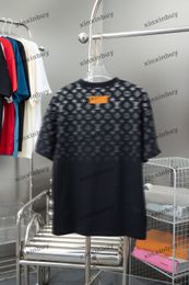 xinxinbuy 2024 Men designer Tee t shirt Gradient letter printing short sleeve cotton women Black green gray XS-3XL