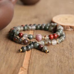 Strand OAIITE 6mm Natural African Dragon's Blood Stone Multi-layered Bracelet Men Reiki Yoga Meditation Jewelry Gift Women