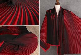 Reddish Black Ruffled Pleated Chiffon Fabric Solid For Dress Clothes Materialsby the Metre T2008107038806