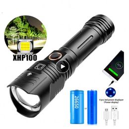 New Xhp100 Powerful XHP LED Tactical Flashlight Torch Xhp90 Flashlight Usb Rechargeable Flash Light by 18650 26650 Battery176Y