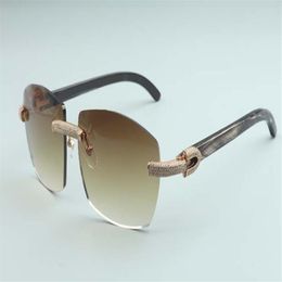 Factory Outlet Simple Luxury Sunglasses Full Diamond Glasses T4189706-B7Luxury Frameless Natural Black Pattern Horn Horn Mirrored 290Z