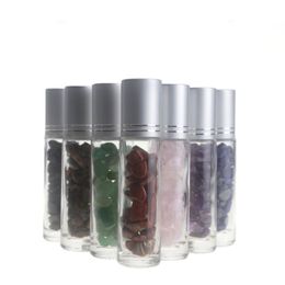 CHEAP 500PCS 10ml 1 3oz Thick Clear Glass Roller On Essential Oil Empty Perfume Bottle with Gemstone Ball And Silver Lids Ketru